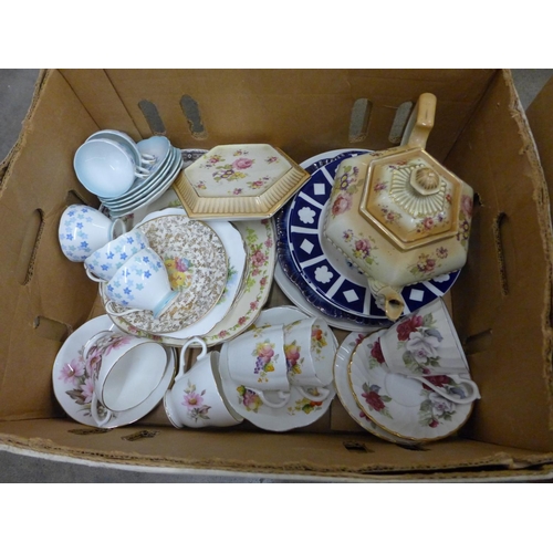 1052 - Two boxes of mixed china and a box of crested china including Goss **PLEASE NOTE THIS LOT IS NOT ELI... 