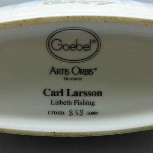 604 - A Goebel Artis Orbis vase designed by Carl Larsson, Lisbeth Fishing, with certificate, 838 of 3000