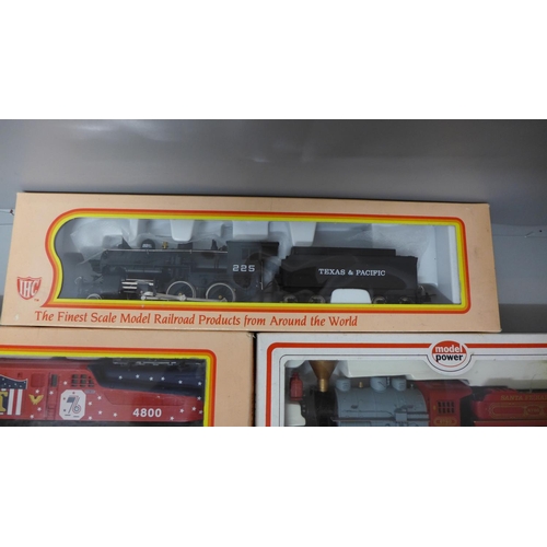 705 - Six H0 scale American model trains; 3 x International Hobby Corp, 2 x Model Power and Mehano