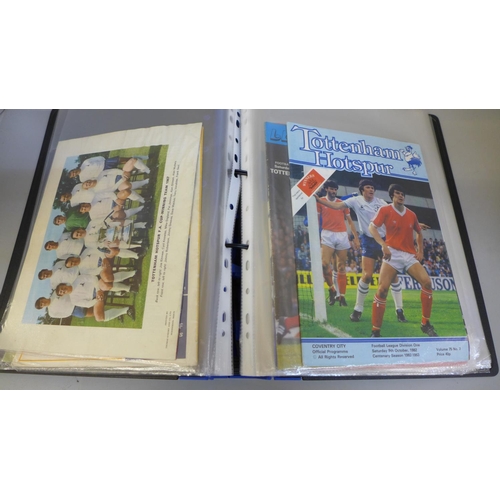 765 - A folder of sixteen of Tottenham Hotspur football programmes, home and away