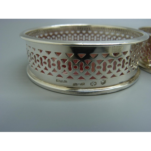 837 - A set of six silver coasters, made in Spain, 75mm diameter