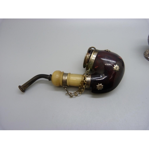 842 - A Ronson Crown table lighter, (reg. no. 850881), and a Bruyer pipe