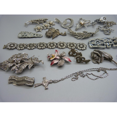 848 - Marcasite set and other jewellery