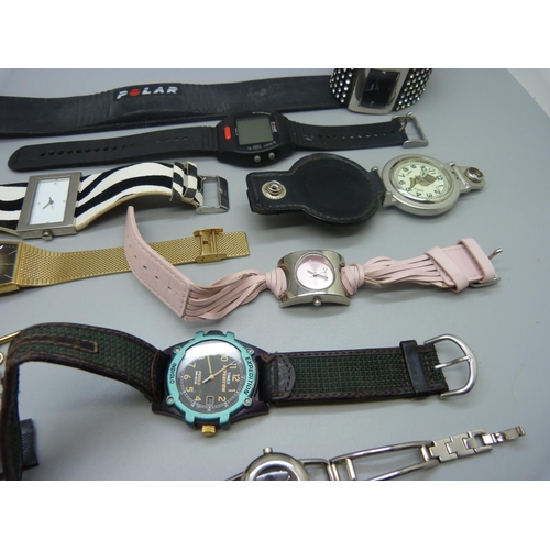 855 - Wristwatches including Casio and Timex, pocket watches, a Hong Kong Police fob/belt watch, etc.