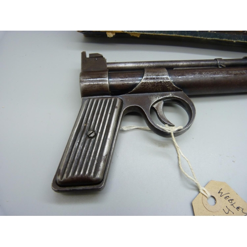 866 - A 1930's The Webley 'Junior' .177 target shooting air pistol, No.219872, box a/f