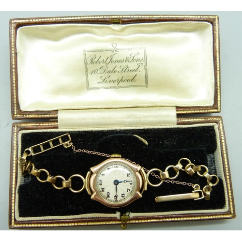 888 - A 9ct gold lady's wristwatch, weight without movement 7.9g