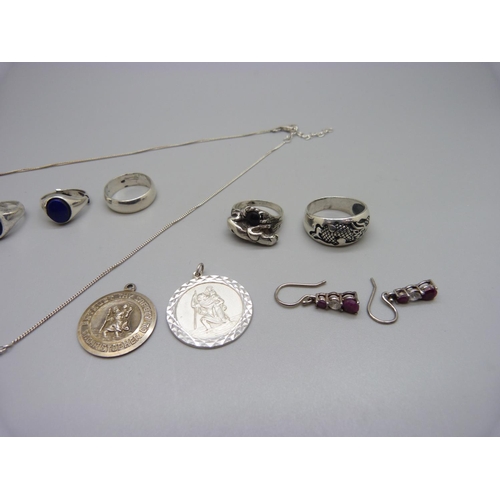 920 - Silver jewellery including a Blue John pendant