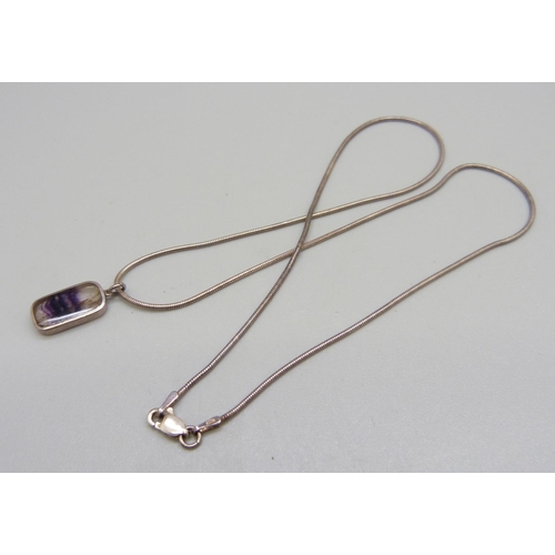 920 - Silver jewellery including a Blue John pendant