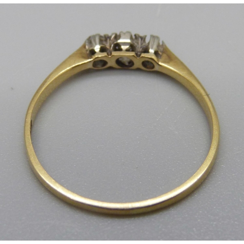 936 - An 18ct gold, platinum set diamond ring, one stone missing, 1.5g, P