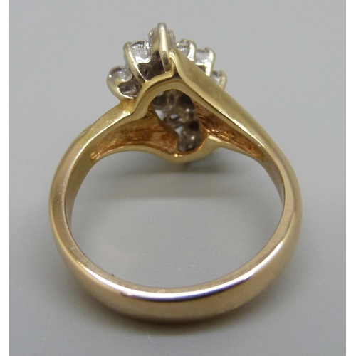 938 - A 14ct gold and diamond ring, 5.6g, L