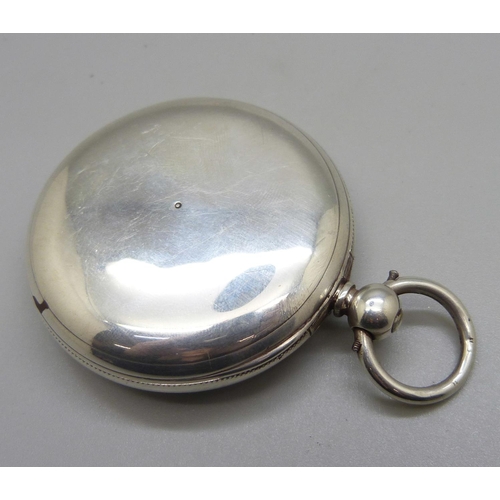 949 - A Victorian silver cased full-hunter fusee pocket watch, London 1879, lacking glass and second hand