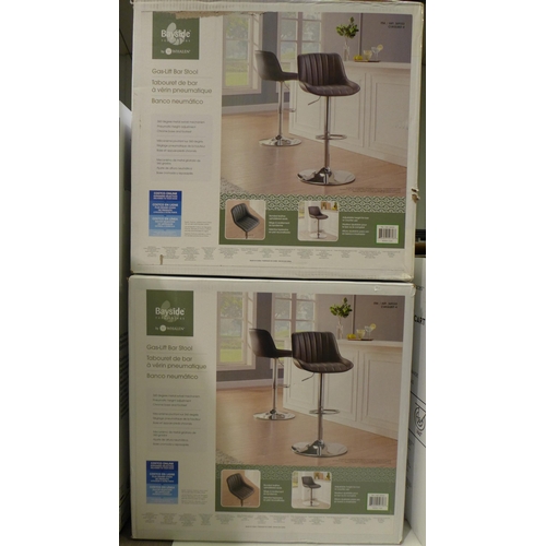 3239 - Two Bayside Furnishings Grey Stitched Gas Lift Bar Stools, (258-362,363)   * This lot is subject to ... 