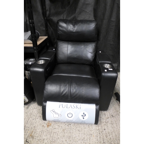 3361 - Pulsaki black leather Home Theatre chair (254-811)  * This lot is subject to vat