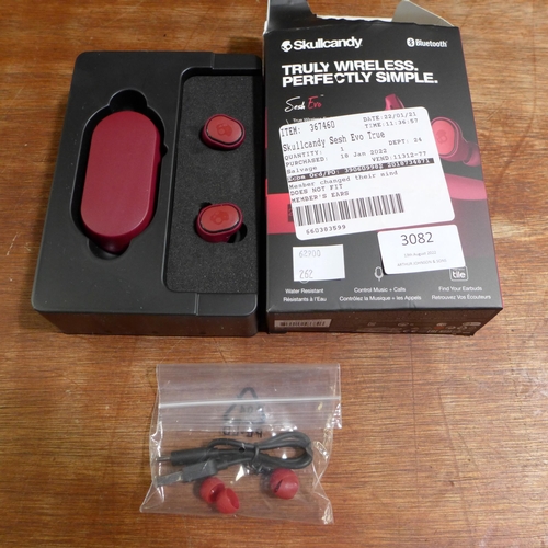 3082 - Skullcandy Sesh Evo Red True wireless earbuds (262-668)  * This lot is subject to vat