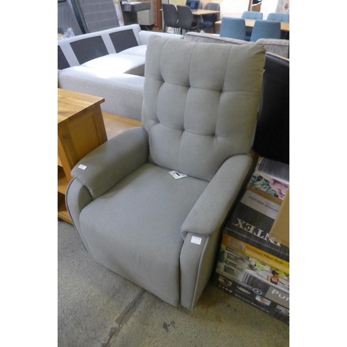 1644 - A grey fabric pushback reclining armchair