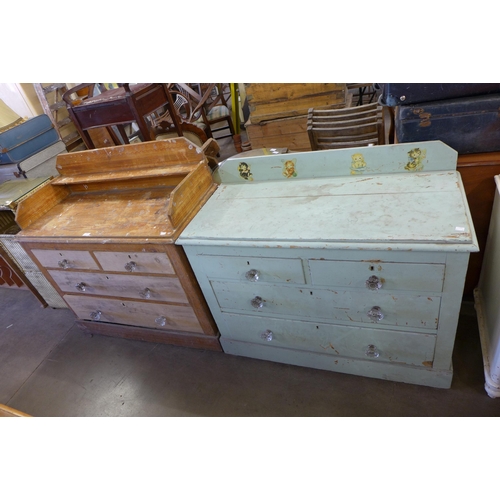 206 - Victorian pine washstand and a painted pine chest of drawers