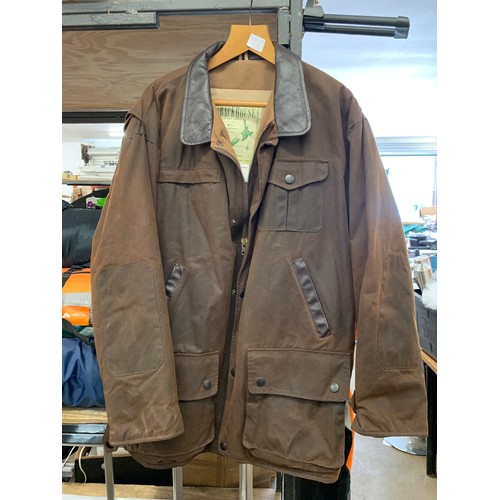 2158 - Backhouse (John Lewis) Bushman jacket, leather collar waxed jacket,  XL RRP £400