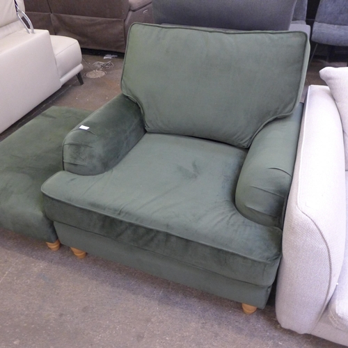 1311 - A Benwick Flex Alpha Forest velvet standard armchair and footstool