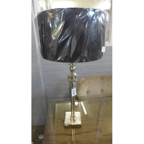 1359 - A Pose statue silver table lamp with a black shade, H 52cms (30-774-B039)   #