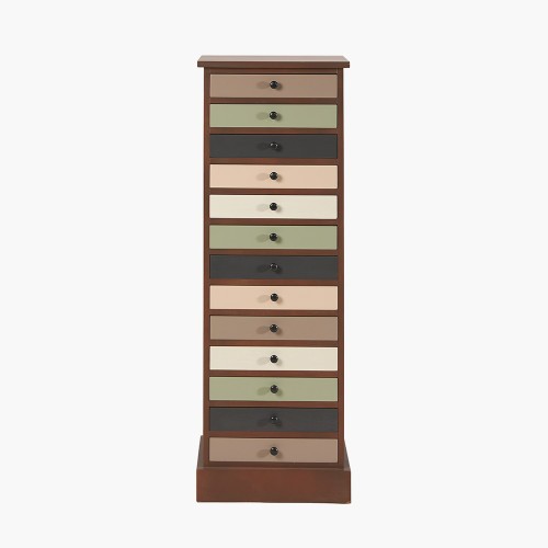 1372 - A loft pine wood sage multi-coloured thirteen drawer unit (76-52295)   #