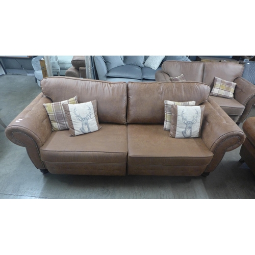 1377 - A County brown four seater sofa, two seater sofa and love seat