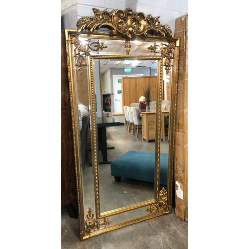 1410 - A large gilt French style mirror with crest, H 183cms (M32189)   #