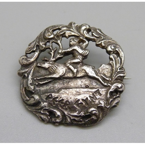 1021 - A ‘Norsk Tinn' brooch depicting Per Gynt, Norwegian fairy tale