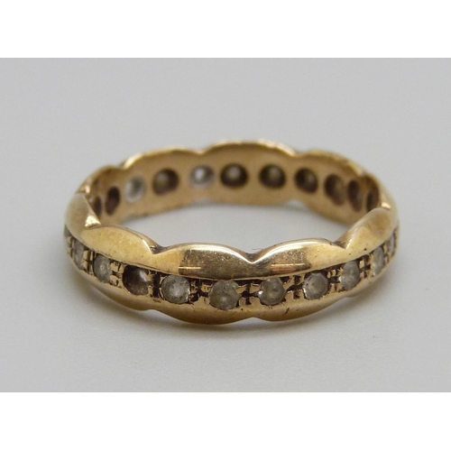 1030 - A 9ct gold ring, lacking stones, 2.3g, L