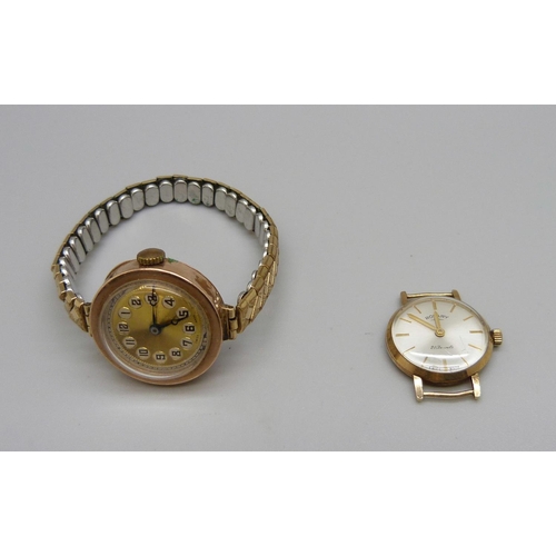 1036 - Two 9ct gold cased lady's wristwatches, Buren and Rotary