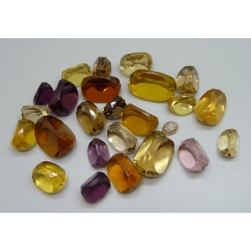 1044 - A collection of swivel fob stones, including citrine and smoky quartz