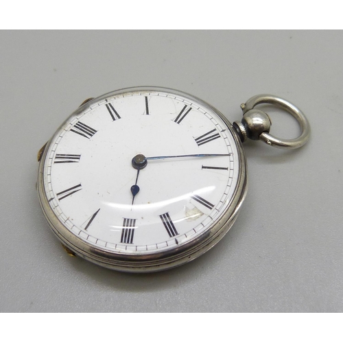 1063 - A silver cased fob watch