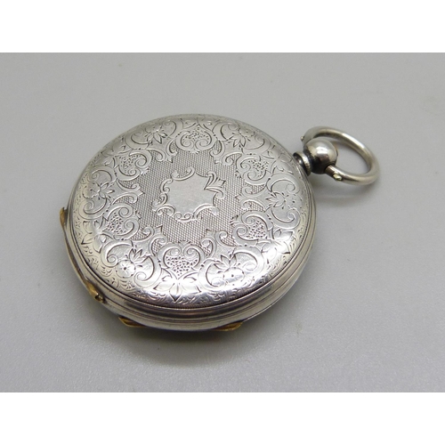 1063 - A silver cased fob watch