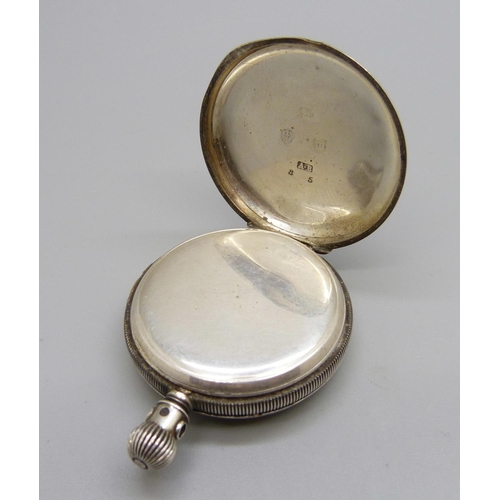 1064 - A silver cased Waltham fob watch, dial a/f, lacking loop