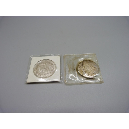 1084 - Two Victorian silver coins, 1887