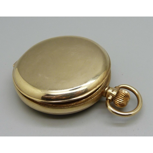 1091 - A 9ct gold cased Vertex pocket watch, total weight 82.1g with 9ct gold inner cover, 47mm