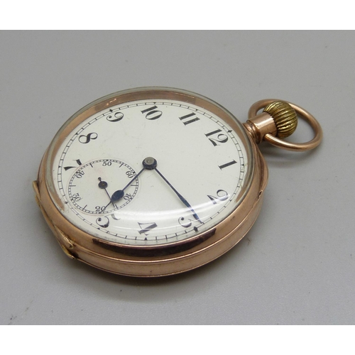 1092 - A 9ct gold cased pocket watch, total weight 78.7g with 9ct gold inner cover, 78.7g, 47mm