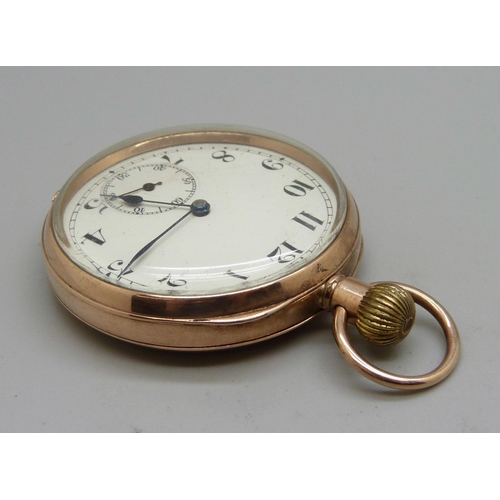 1092 - A 9ct gold cased pocket watch, total weight 78.7g with 9ct gold inner cover, 78.7g, 47mm