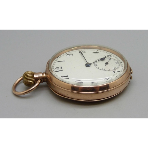 1092 - A 9ct gold cased pocket watch, total weight 78.7g with 9ct gold inner cover, 78.7g, 47mm