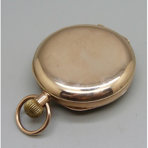 1092 - A 9ct gold cased pocket watch, total weight 78.7g with 9ct gold inner cover, 78.7g, 47mm