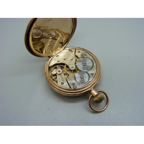 1092 - A 9ct gold cased pocket watch, total weight 78.7g with 9ct gold inner cover, 78.7g, 47mm