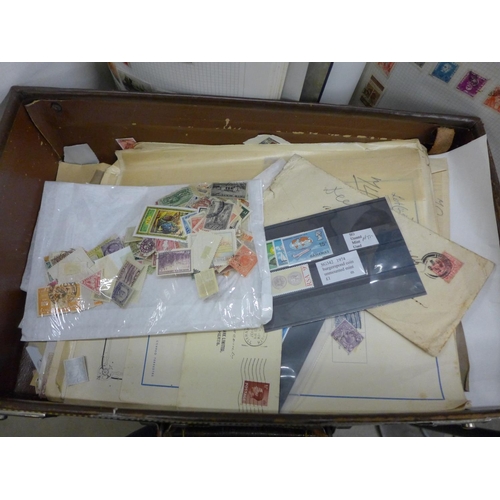 1113 - Stamps;- a box of stamps, covers, etc,. loose and in albums