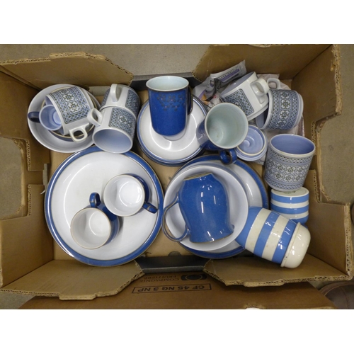 1127 - Two boxes of mixed china including Denby and Portmeirion **PLEASE NOTE THIS LOT IS NOT ELIGIBLE FOR ... 