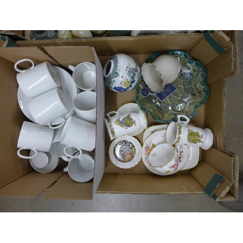 1129 - Two boxes of assorted china, metalware and homewares **PLEASE NOTE THIS LOT IS NOT ELIGIBLE FOR POST... 