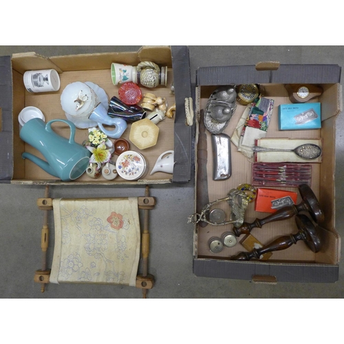 1139 - Two boxes of assorted items including mixed china, metalware and decorative items **PLEASE NOTE THIS... 