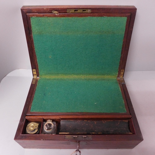 667 - A brass bound mahogany writing box, 33cm wide