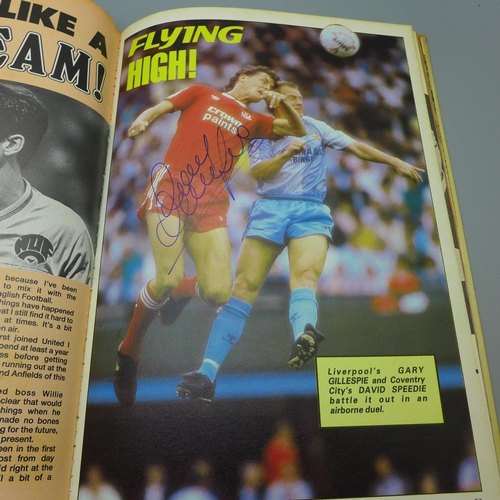 669 - Football; A copy of the Topical Times football book 1989 containing several signatures from former f... 