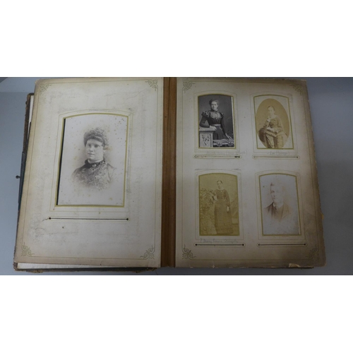 673 - A carte-de-visite album, a/f, containing some cards