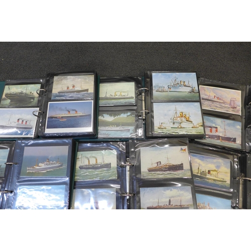 701 - Eight albums of maritime postcards