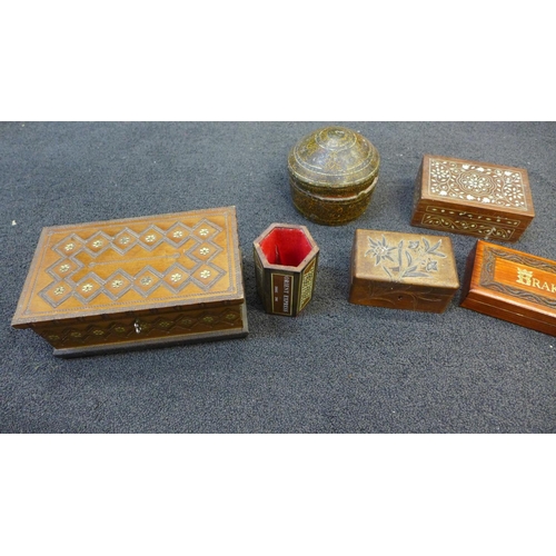 706 - A collection of wooden boxes, etc.