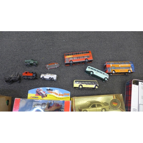 717 - A Corgi Chitty-Chitty, Bang-Bang, Corgi Mercedes, boxed, a collection of coaches, buses, Matchbox, C... 